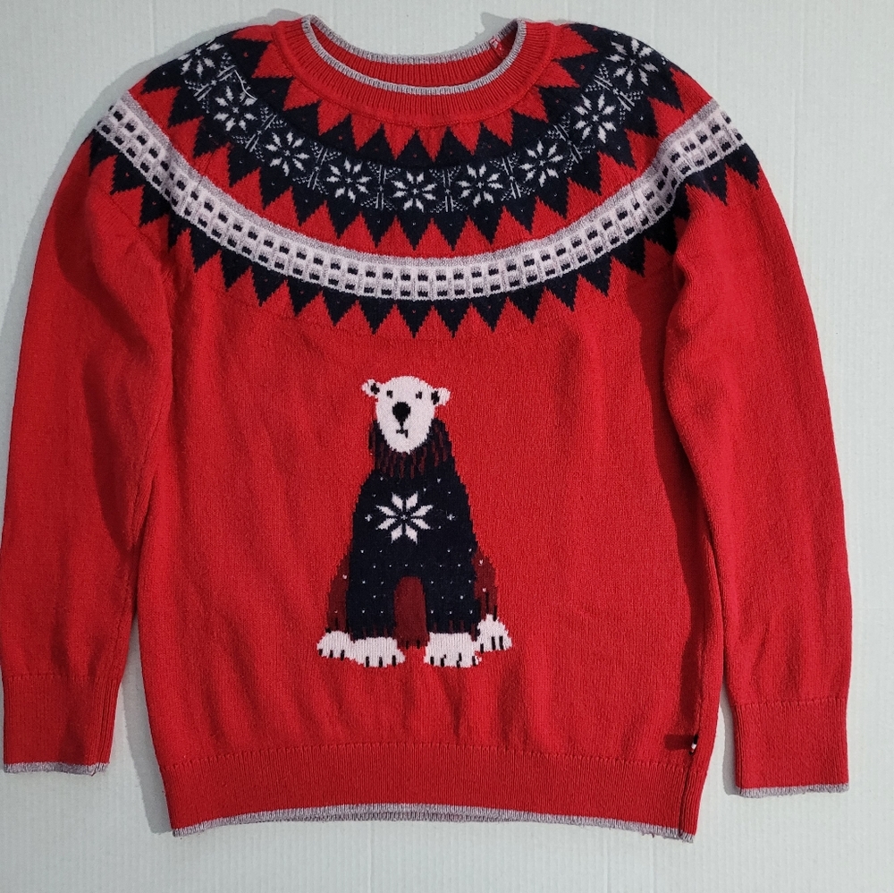 TOMMY HILFIGER Nordic Style Polar Bear Red Sweater Size M